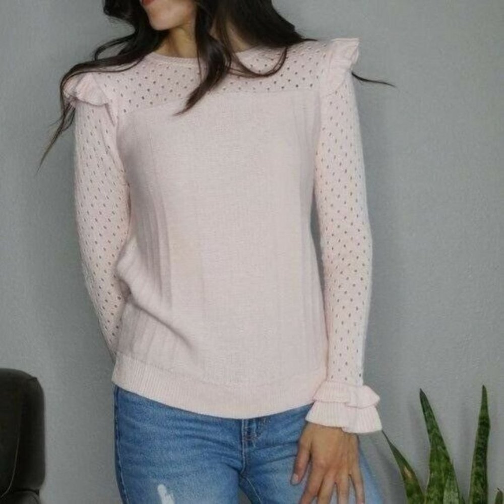 One Grey Day Light Pink Long Sleeve Sweater Size M $198
